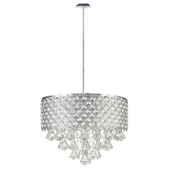 Finesse Decor Dimmable Tube Style Flush Pendant Lamp Chandelier, Silver