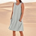 thumbnail image 1 of WILLBEST Vestidos Casuales Para Mujer Verano Vestido De Lino Para Mujer Vestido De Playa Informal Hasta La Rodilla Vestido Sin Mangas Vestido Casual Estampado De Verano Con Bolsillos, 1 of 3