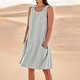thumbnail image 1 of WILLBEST Vestidos Casuales Para Mujer Verano Vestido De Lino Para Mujer Vestido De Playa Informal Hasta La Rodilla Vestido Sin Mangas Vestido Casual Estampado De Verano Con Bolsillos, 1 of 3