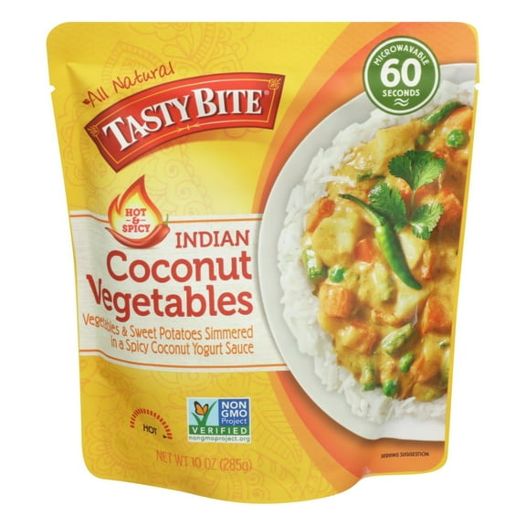 Tasty Bite - Heat & Eat Indian Cuisine Hot & Spicy Vegetables Coconut Yogurt Sauce, Case Of 6, 10 Oz