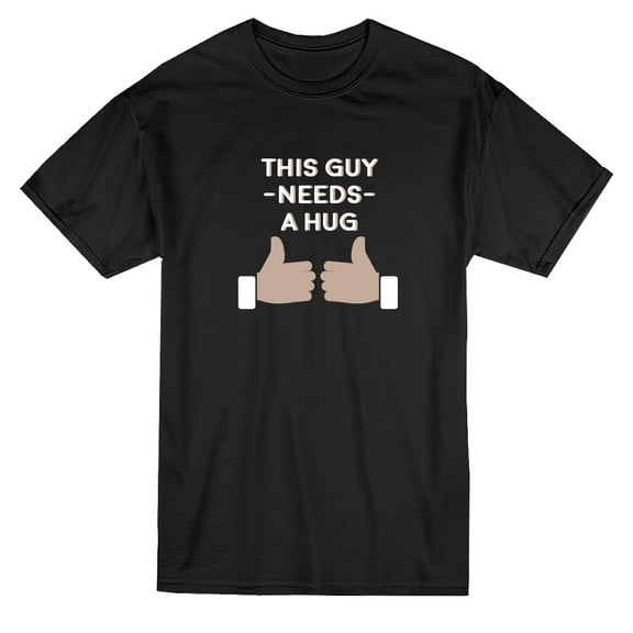 This Guy Needs A Hug Thumbs Up Graphic Men Black T-Shirt, Male x-Large