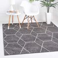 thumbnail image 2 of Unique Loom 3151495 7 x 7 ft. Geometric Trellis Frieze Square Rug, Dark Gray, 2 of 15