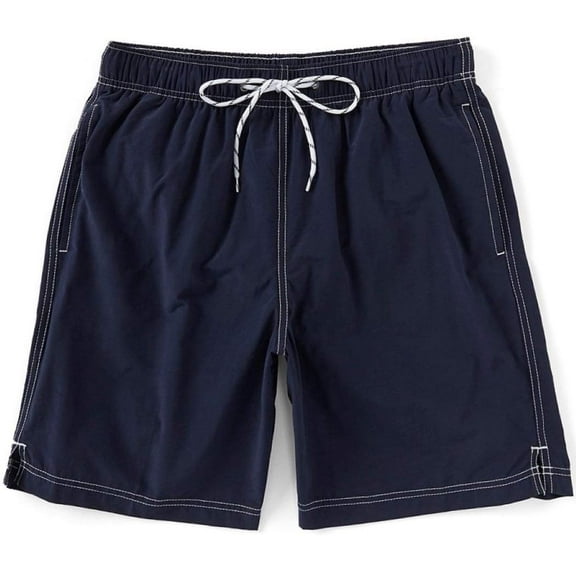 Roundtree & Yorke Men's Big & Tall Solid Color Swim Trunks (Dark Navy, 4X-Large Big, 4XB)