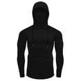 thumbnail image 3 of Mens Hoodies Pullover 2025 Fall Winter Long Sleeve Slim Fit Side Slit Plain Hoodie with Mask Hooded Sweatshirt, 3 of 6