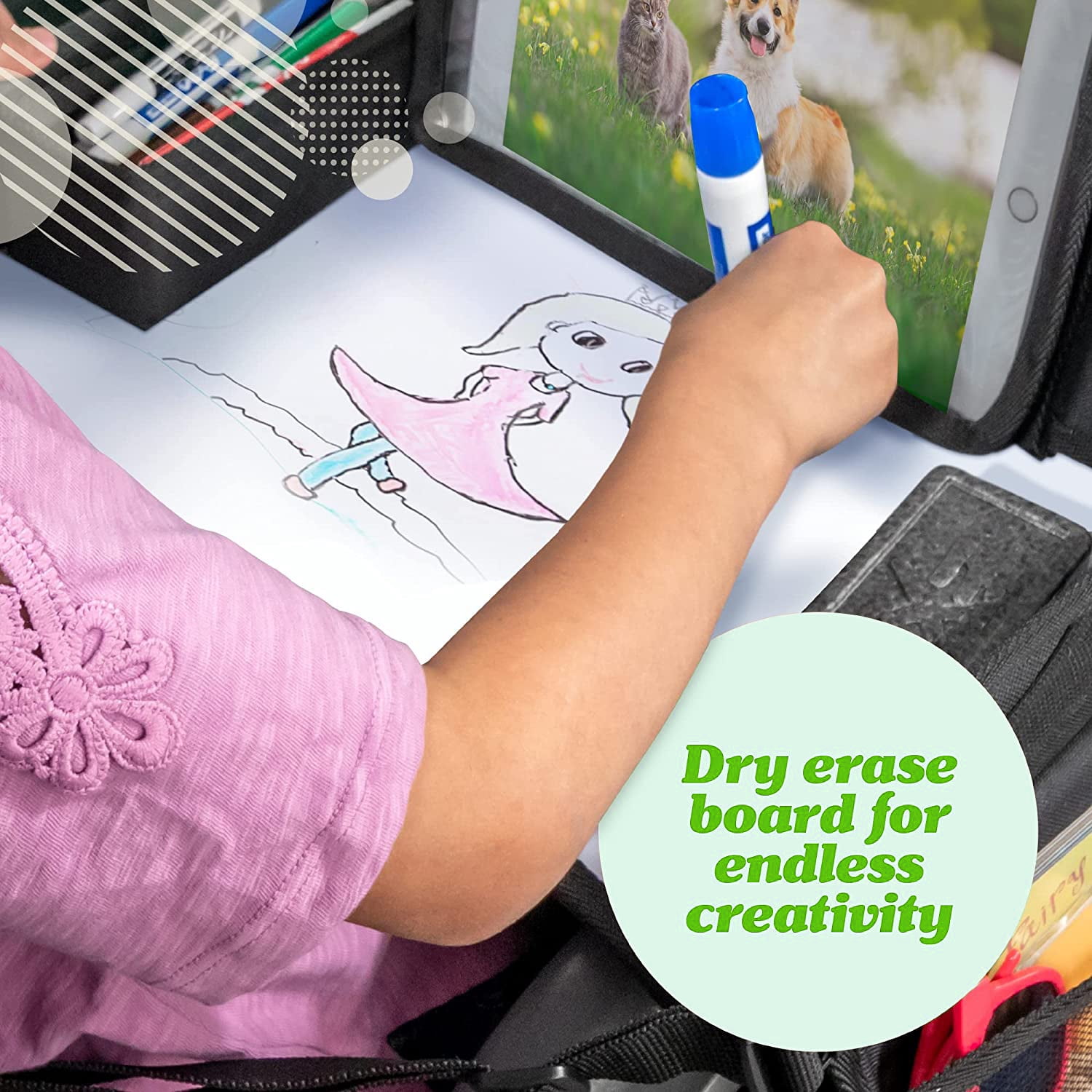 Auto Drive Black Travel Lap Desk for Kids, 13.31" Length, 16.53" Width x 1.87" Height (Universal Fit)