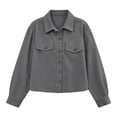 thumbnail image 5 of Wovilon Women's Jacket, Cropped Fit with Button Front and Flap Pockets, Corduroy Fabric for Fall Winter, 5 of 6