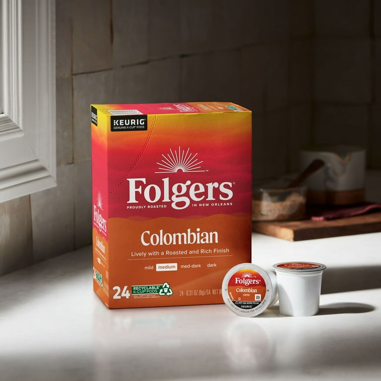 4 pack Folgers Colombian Coffee Medium Roast Keurig K Cup Brewers 24 Count Box Walmart