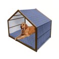 thumbnail image 1 of Navy Pet House, Folk Chinese Design Inspired Floral Swirls Classic Image, Outdoor & Indoor Portable Dog Kennel with Pillow and Cover, 5 Sizes, Royal and Sky Blue, by Ambesonne, 1 of 4