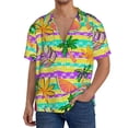 thumbnail image 3 of Fotbe Multicolored Tropical print Short Sleeve Button Down Shirts for Men Casual Summer Beach Wrinkle Free Shirt-XX-Large, 3 of 7