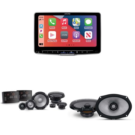Alpine ILX-F509 Halo9 9" Multimedia Touchscreen Receiver w/ R2-S653 6.5" 3-Way Comp Set & R2-S69 Coaxial Bundle
