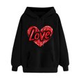 thumbnail image 2 of Jjayotai 50% Off Clear Cute Love Heart Print Valentines Day Hooded Sweatshirts for Women, Long Sleeve Casual Round Neck Pullover Tops Black XXL, 2 of 5
