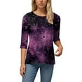 thumbnail image 6 of Godom 3/4 Length Sleeve Womens Tops Crewneck Neck Casual Halloween Shirts Print Trendy Blouses Fall Tee, 6 of 6