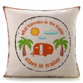 thumbnail image 1 of Trailer Rules Graphic Linen Throw Pillow, 1 of 1