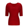 thumbnail image 5 of BLVB Women's Casual 3/4 Sleeve Sweaters Solid Color Plunge V Neck Loose Pullover Knit Spring Fall Tops, 5 of 6