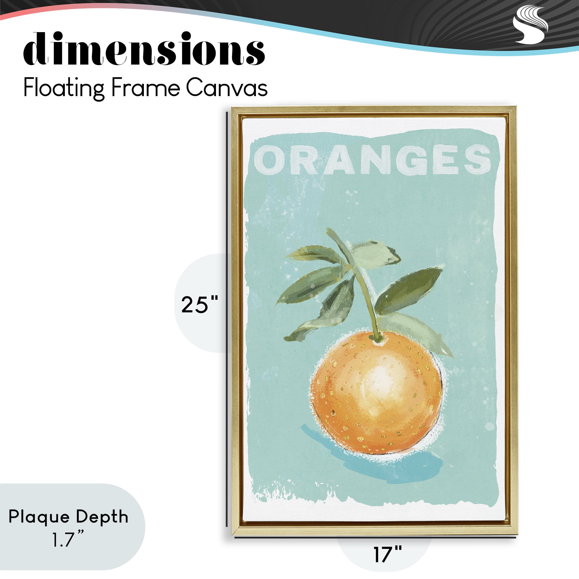 Stupell Industries Orange Twist Motif Gold Framed Floater Canvas Wall Art, design by Chad Barrett