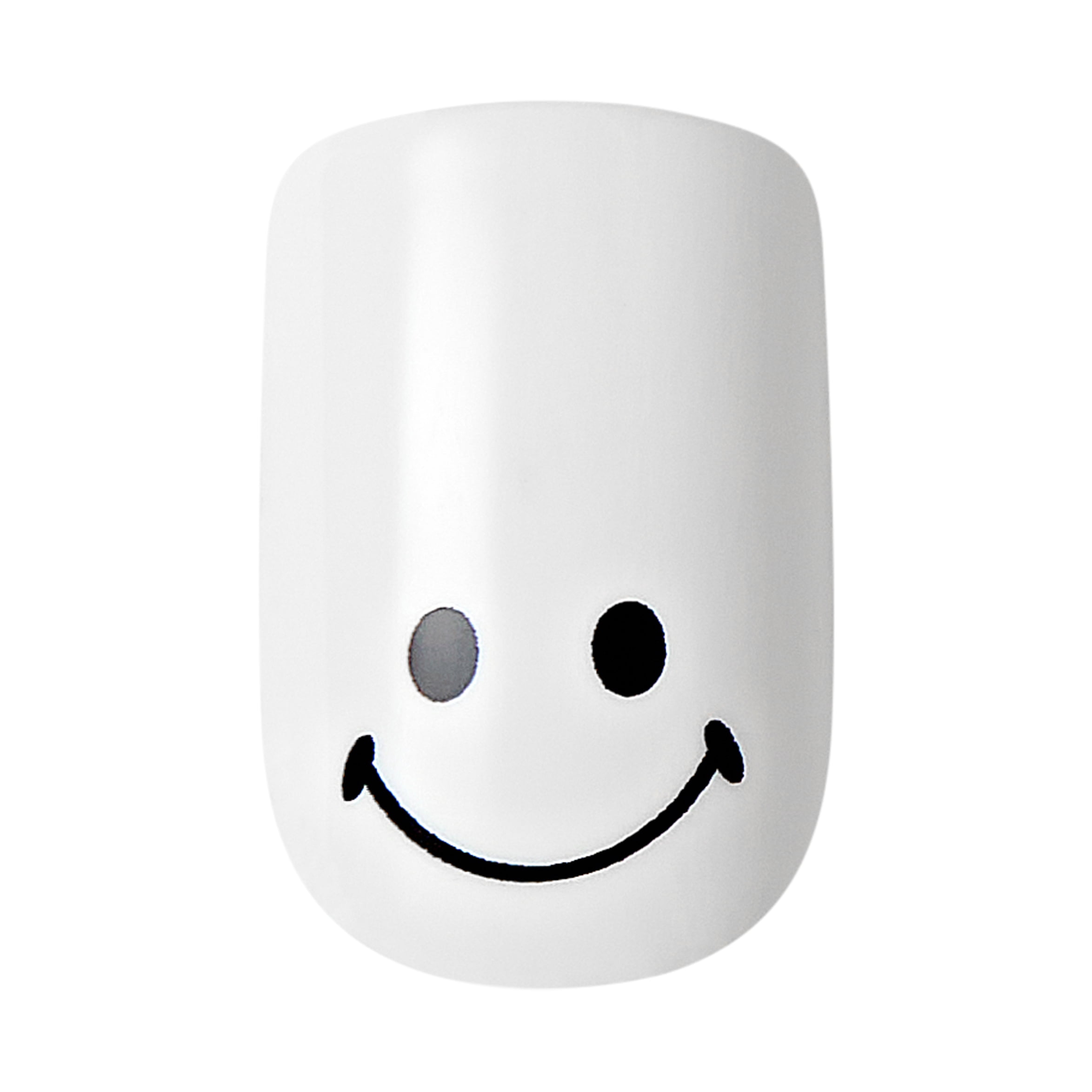 KISS Salon Design Medium Coffin Glue-On Nails, Glossy Light White, 24 Count