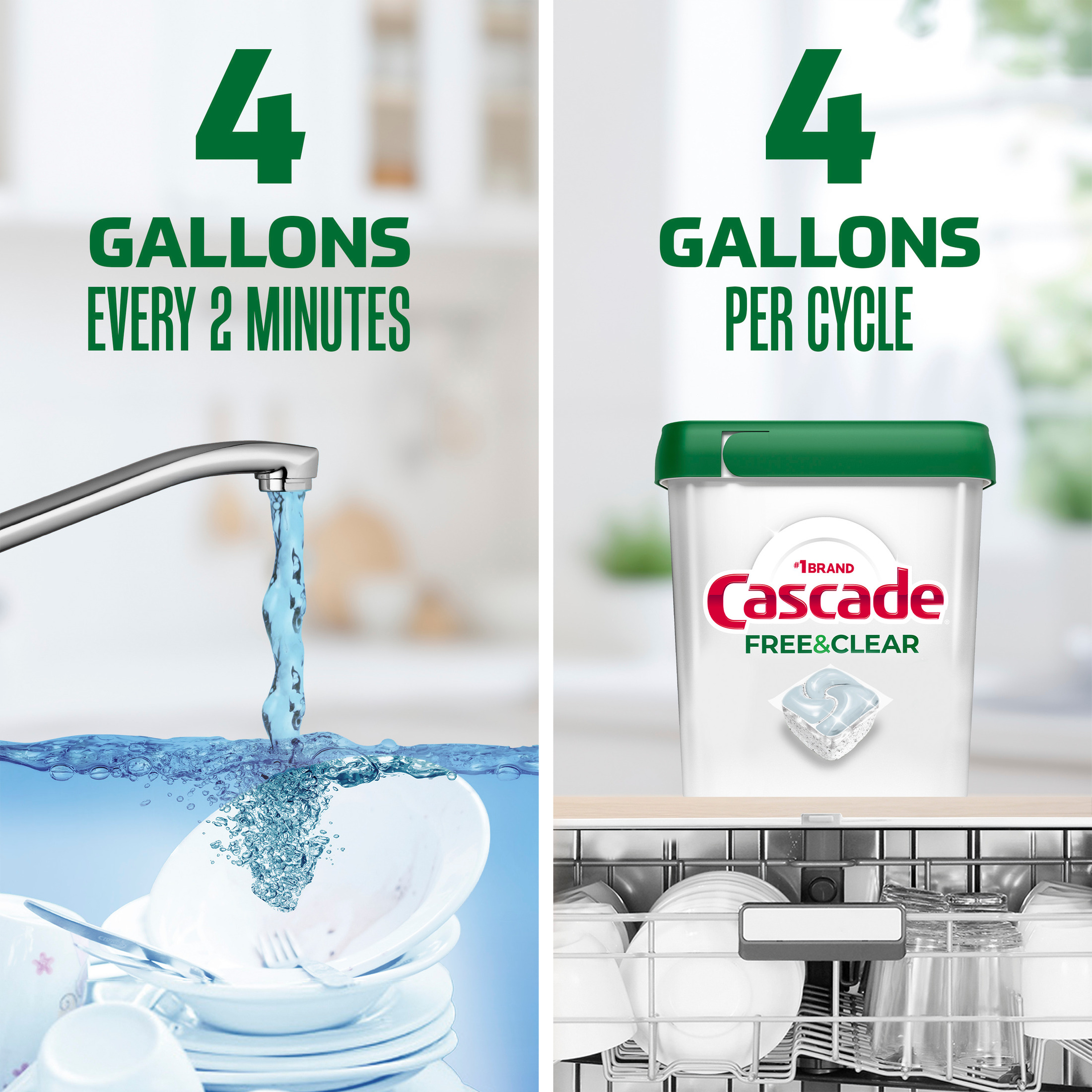 Cascade Free & Clear Dishwasher Pods, Unscented, 19 Count photo 5