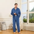 thumbnail image 5 of EK4YDNDS Mens Pajama Set, Comfy Flannel PJS Set for Men Lounge Warm Sleepwear（BLUE GREY, L）, 5 of 5