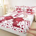 thumbnail image 3 of Castle Fairy Boys Girls Letter Monogrammed E 4 Pieces Queen Sheet Sets,Kawaii Red Bow Ultra Soft Flat Sheet,Love Heart Print Queen Fitted Sheet,Super Cozy Room Decor, 3 of 7