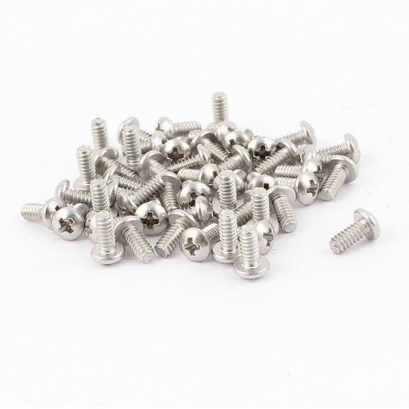 Unique Bargains 50Pcs #4-40 x 1/4" Stainless Steel Head Machine Screws 8mm Long