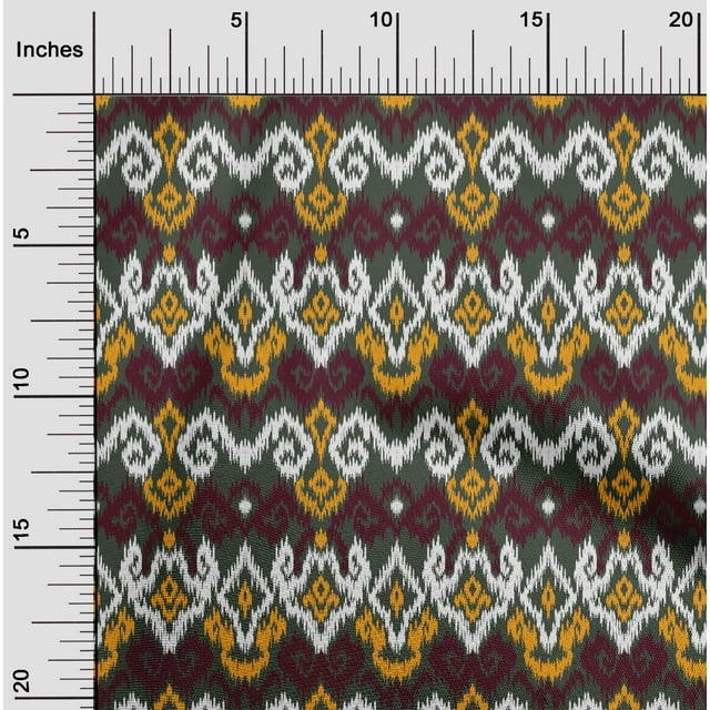 oneOone Georgette Viscose Fabric Diamond & Swirl Ikat Printed Fabric 1 Yard 42 Inch Wide