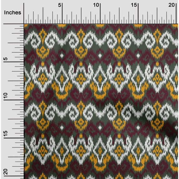 oneOone Georgette Viscose Fabric Diamond & Swirl Ikat Printed Fabric 1 Yard 42 Inch Wide