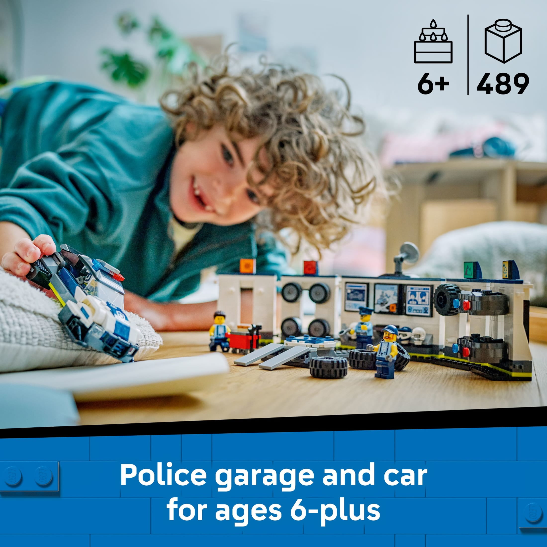 LEGO City Custom Police Car Garage Building Toy for Kids - Modular Construction Set for Pretend Play - Building Blocks W/Police Car Toy for Boys & Girls, Ages 6+ - Gifts for Birthdays - 60457