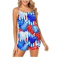 thumbnail image 2 of Nrmvnmi Womens Cami Patriot Shorts Pajama Sets American Flag Print Sling Sleeveless Top And Shorts Soft 2 Piece Pj Lounge Set Sleep Sleepwear Independence Day Gifts, 2 of 5