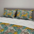 thumbnail image 2 of Floral Comforter & Sham Bedding Set, Vintage Hand Drawn Flowers with Flourishing Carnations Environment, 3 pcs Duvet Set Microfiber Filling Quilt, 5 Sizes, Earth Yellow Turquoise, by Ambesonne, 2 of 4