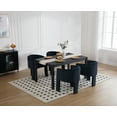 thumbnail image 4 of Guyou Modern Boucle Dining Chairs Set of 4, Barrel Velvet Side Chair with Curved Backrest and Arms, Comfy Dressing Vanity Chairs, Upholstered Kitchen Chairs for Living Room Bedroom Dining Room, Black, 4 of 7