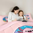 thumbnail image 4 of Manfei Girl Personalized Gifts 7pcs Bedding Comforter Set,Colorful Letter C Queen Bedding Sets,Cartoon Axolotl Watercolor Croal Queen Sheet Sets For Princess,Lightweight Room Decoration Reversible, 4 of 8