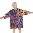 thumbnail image 3 of Purple and Orange Of Leopard Print Blanket Hoodies for Kids 6-13YR Oversize Wearable Blanket Hoodies for Boys Girls Teens, 3 of 7