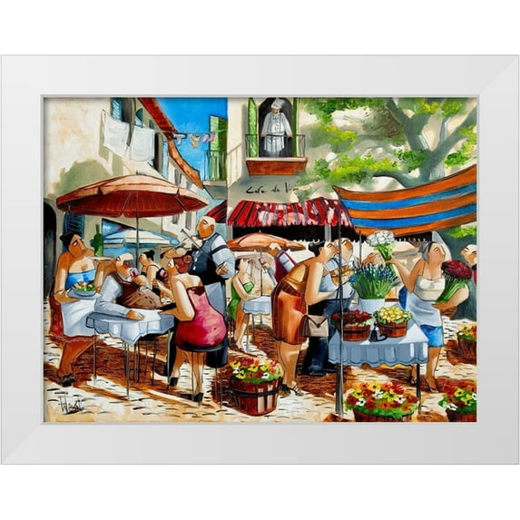 West, Ronald 14x12 White Modern Wood Framed Museum Art Print Titled - Flower Market