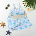 thumbnail image 5 of Popvcly 8-12T Big Girl's 3 Piece Swimsuits Printed Bikini Bathing Suit with Cover Up UPF 50+, 5 of 12