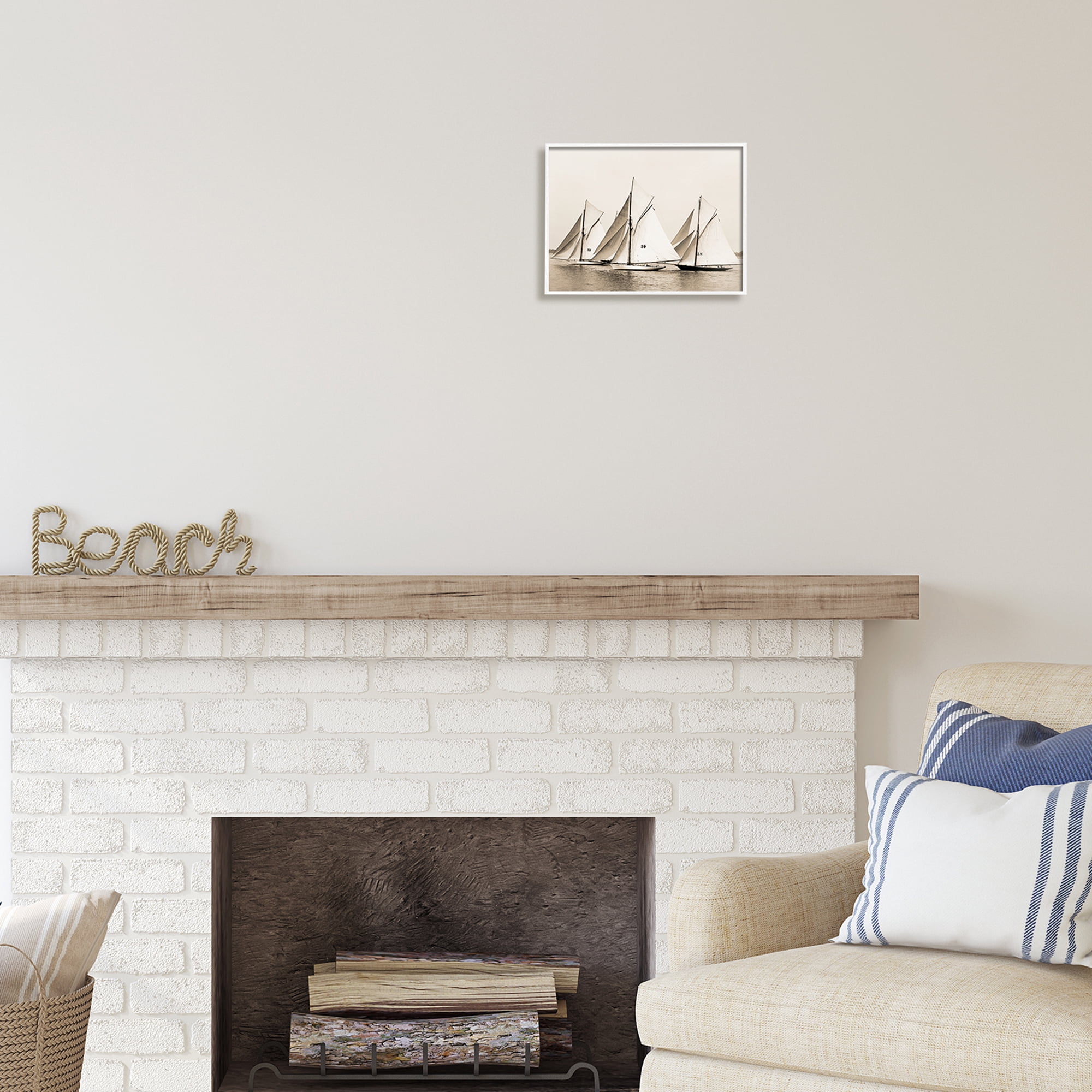 Stupell Industries Vintage Sailboat Fleet Transportation Photography White Framed Art Print Wall Art, 14 x 11