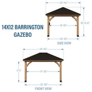 Backyard Discovery Barrington 14' x 12' Cedar Wood Gazebo, Galvanized Steel Roof, PowerPort
