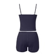 thumbnail image 5 of Womens Short Pajama Set Ribbed Knit Cami Top and Boxer Shorts Pajamas Cute Pj Sets(Navy,XL), 5 of 7