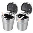 thumbnail image 4 of Unique Bargains Universal Auto Ashtray Trash Can Cigarette Cylinder with Lid LED Light Detachable Plastic Silver Tone, 4 of 6
