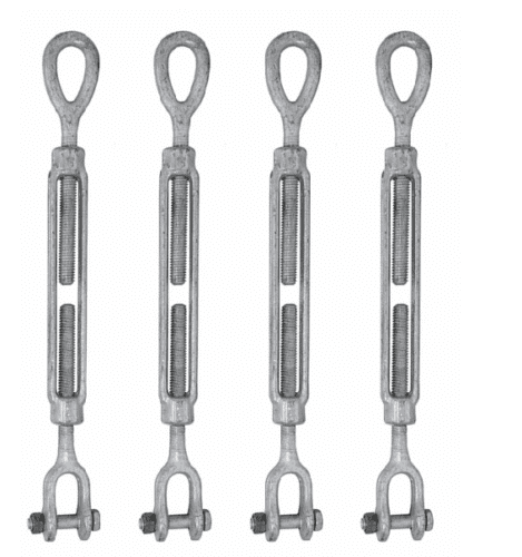 10 PCS Cargo Control Drop Forged/Hot Dip Galvanized Steel ½ Inch x 6 Inches Jaw and Jaw Turnbuckles for Wire Rope Cable 2200 lbs Working Load Limit