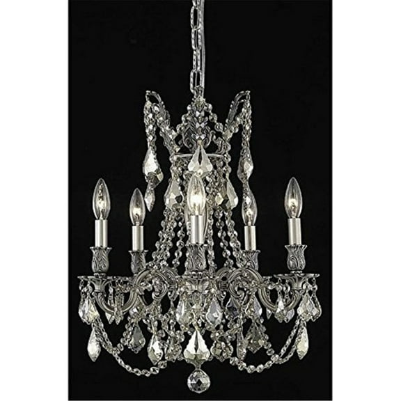 9205 Rosalia Collection Pendant D:18in H:19in Lt:5 Pewter Finish (Royal Cut Crystals)