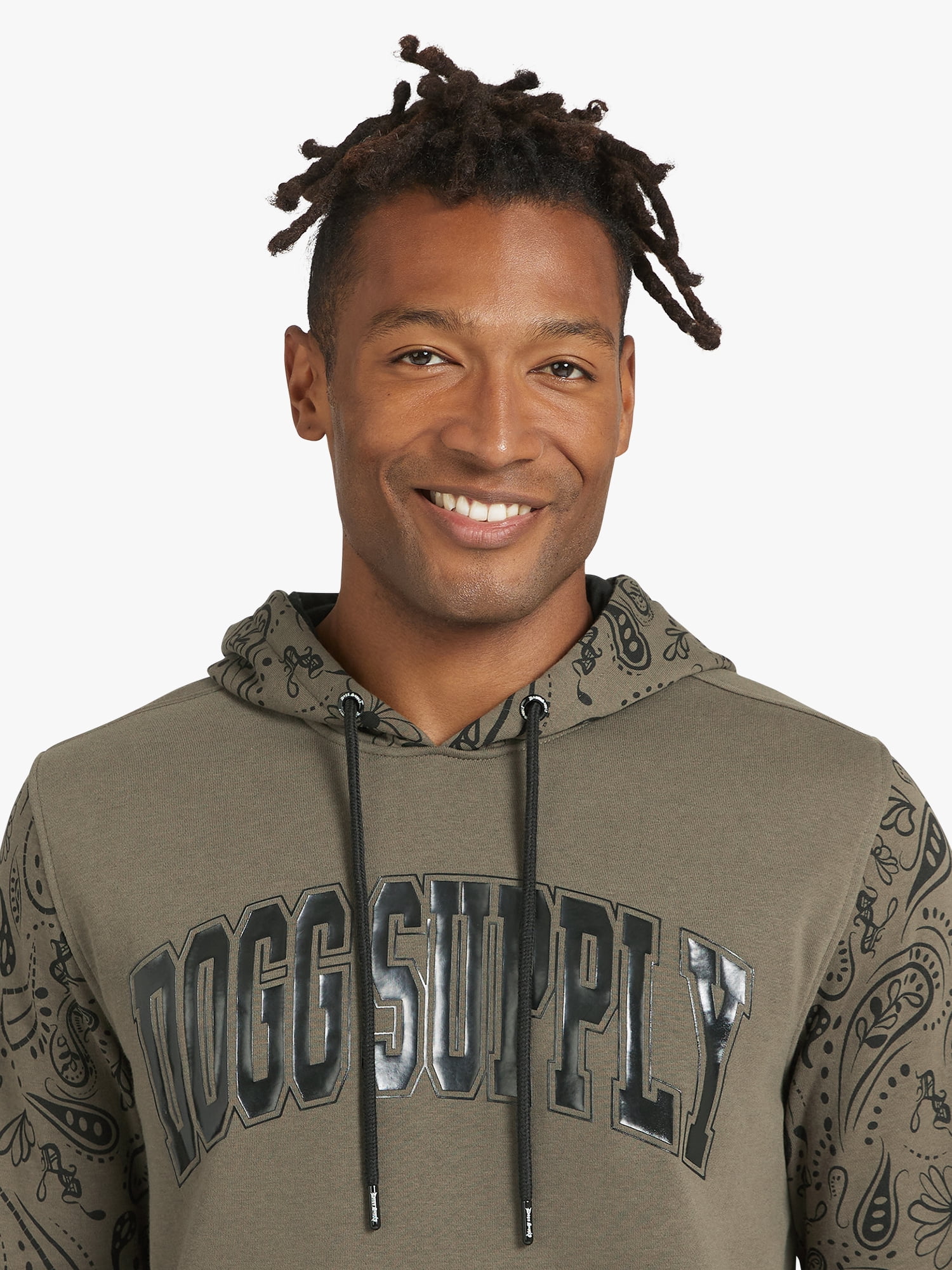 Dogg Supply by Snoop Dogg All-Gender Men's and Women's Paisley Colorblocked Fleece Hoodie, Sizes XS - 3XL