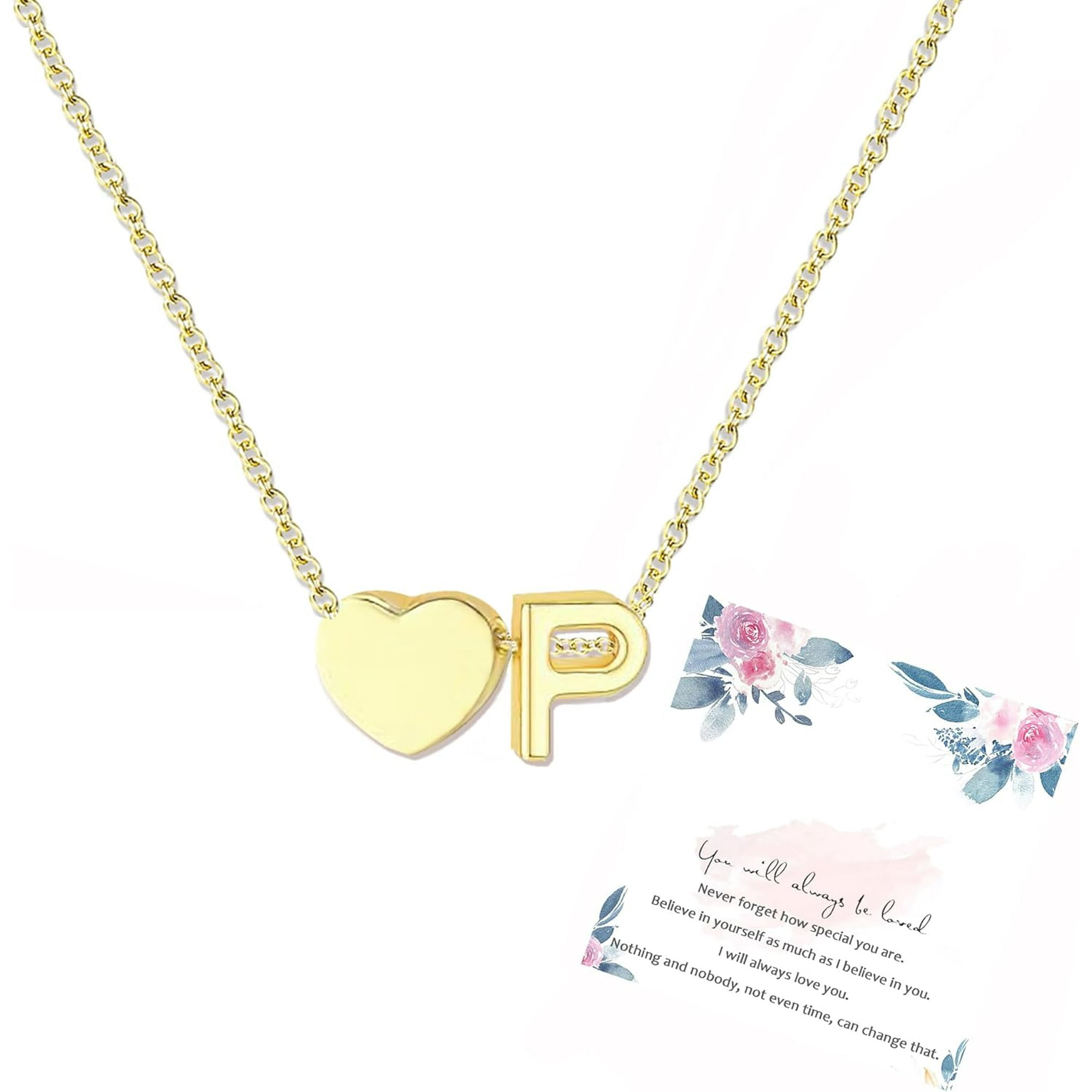 shiyou-Heart Initial Necklaces for Women Tiny Heart Letter