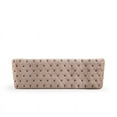 thumbnail image 3 of Naomi Button Tufted Sofa with Velvet Fabric and Gold Accent in Taupe, 3 of 7