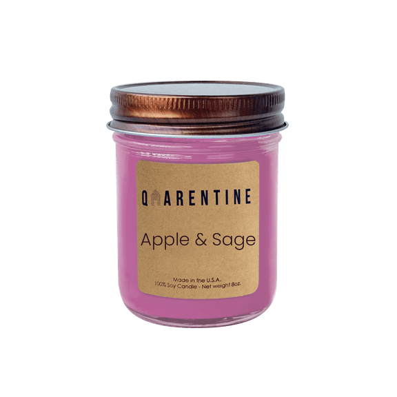 Natural Organic Apple & Sage Soy Wax Candle, Eco-Friendly & Handcrafted, Aromatherapy & Massage Oil - Quarentine Essentials by Carla Miles