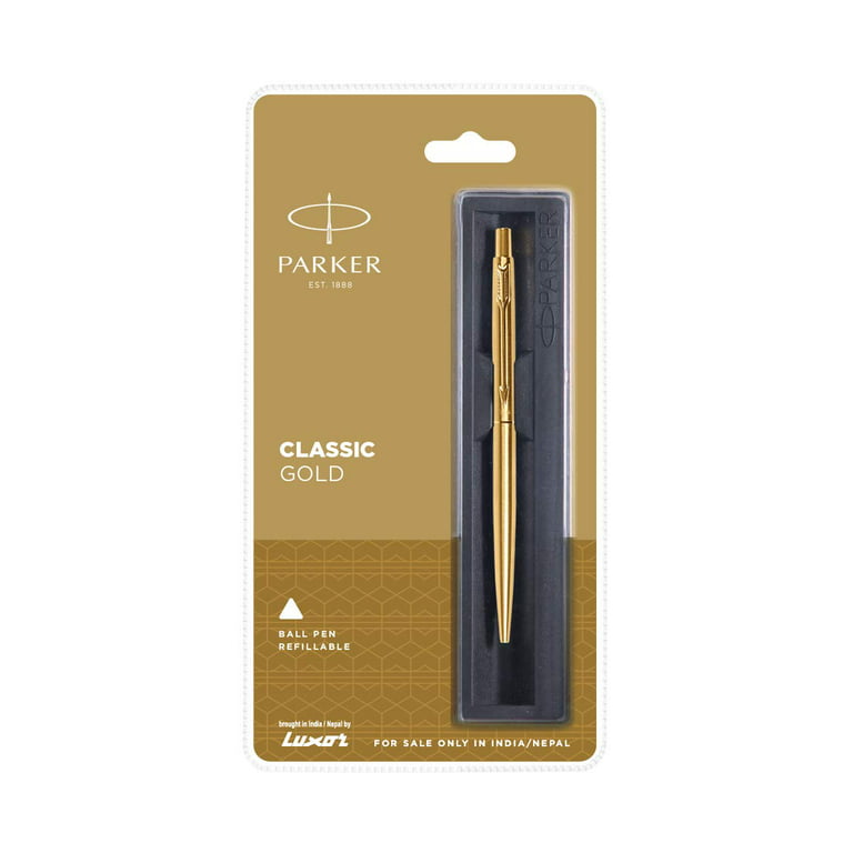 Parker Classic Stainless Steel Gold GT Ball Pens (Blue Ink)