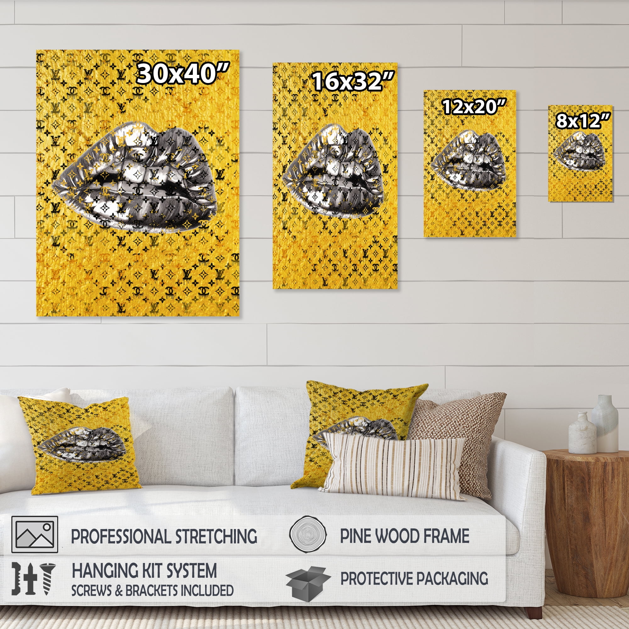 Designart Luscious Designer Lips V Canvas Wall Art