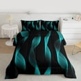 thumbnail image 2 of jejeloiu Modern Geometric Striped Queen Comforter Set,Black Cyan Bedding Comforter Set For Girls Kids Reversible 3-Piece, 2 of 8