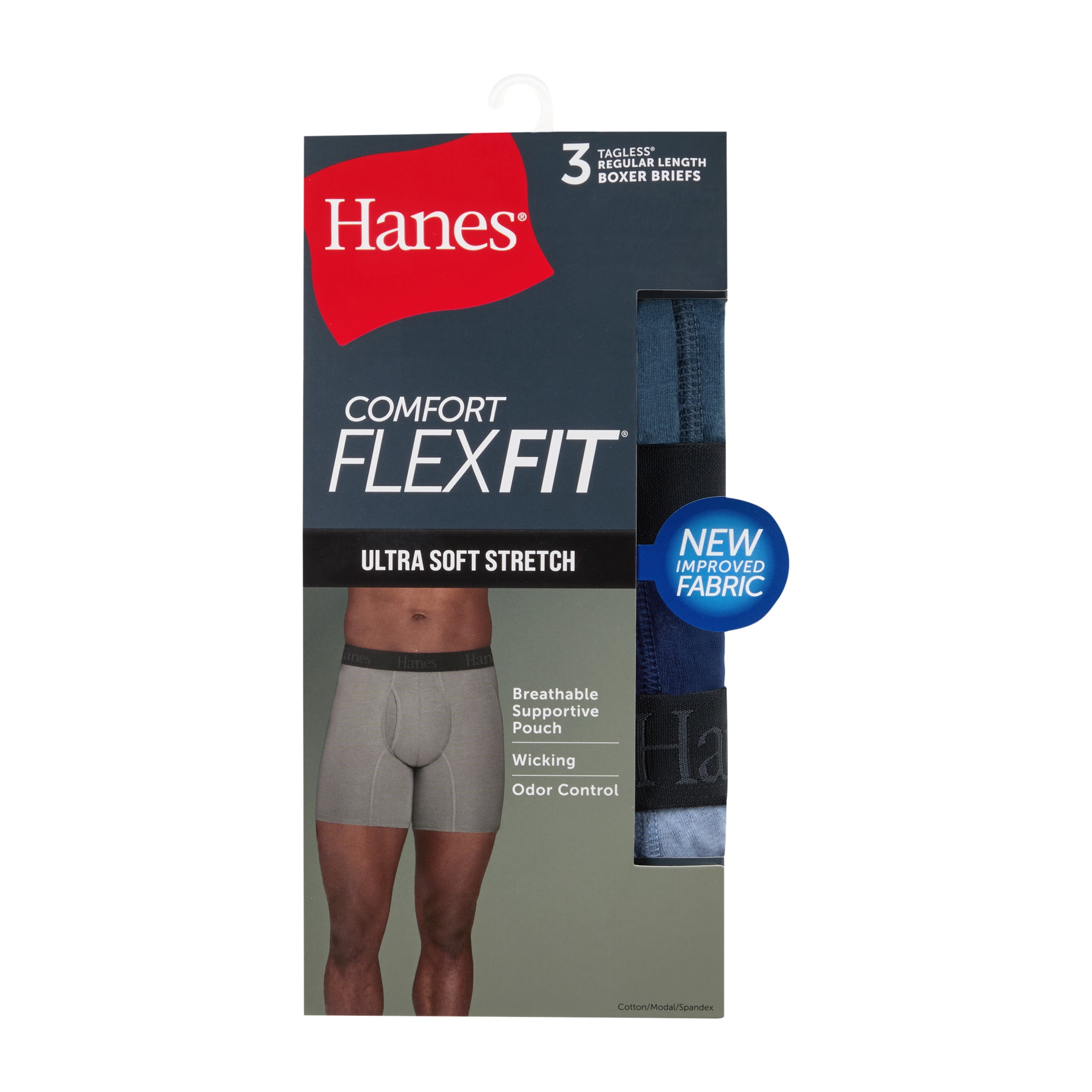 Hanes Mens Underwear Boxer Briefs, 3-Pack, Comfort Flex Fit, Cotton Stretch CFFBD3