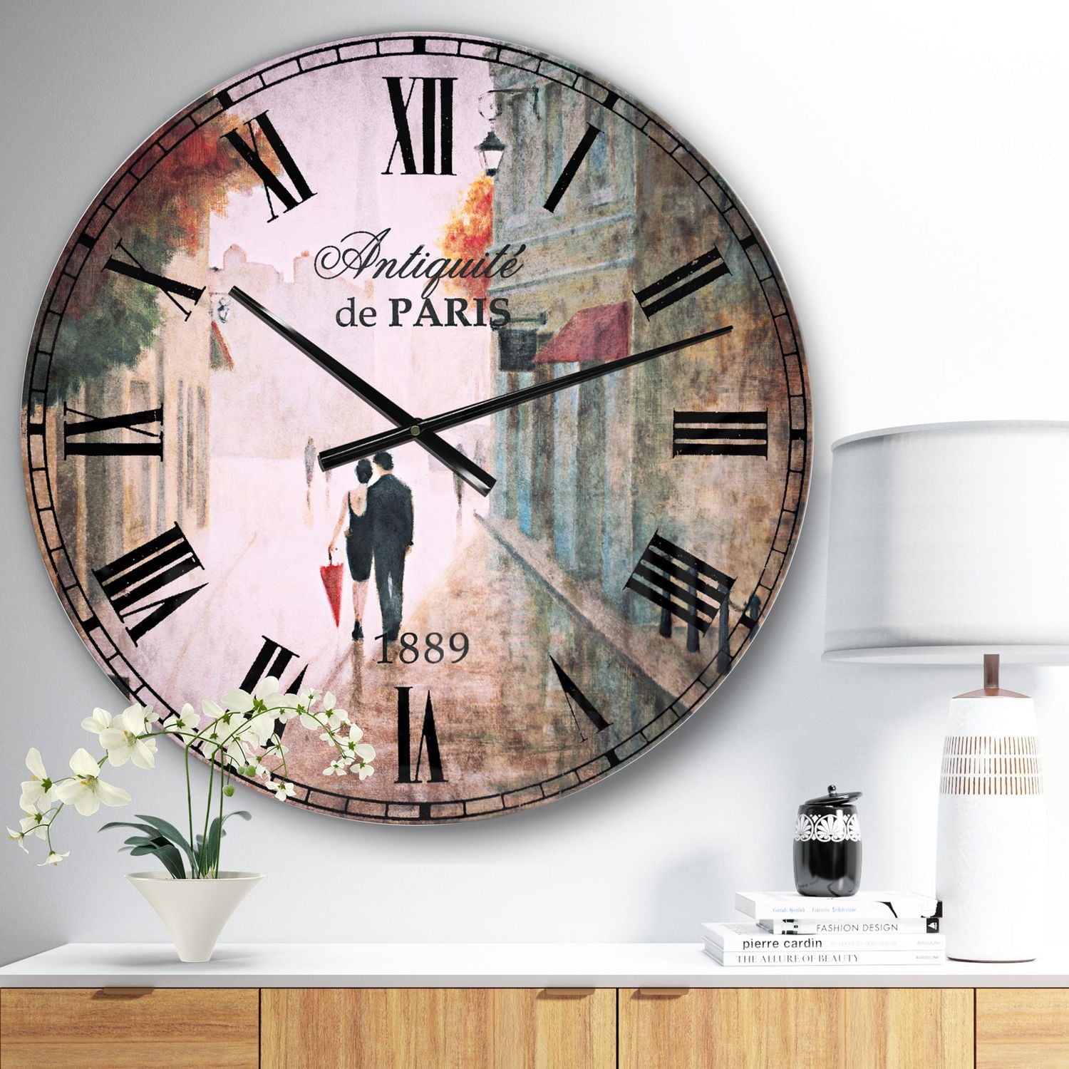 Designart Couples romantiques parisiens II horloge murale