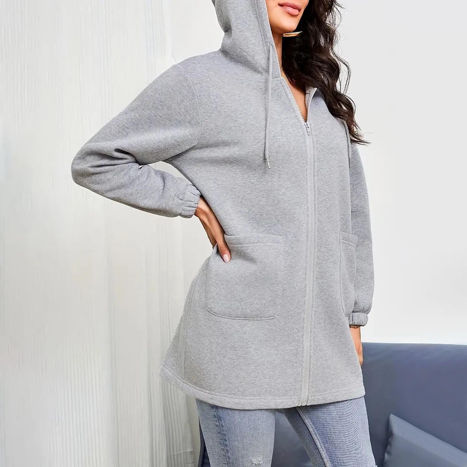 Sweat à Capuche Femme Oversized - Tunique Longue Confortable Pour L'hiver - Style Décontracté